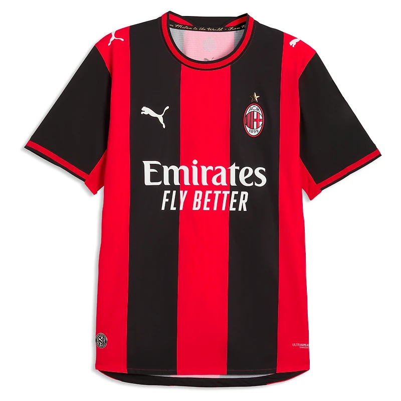 Men's Puma Christian Pulisic Black/Red AC Milan 2026/27 Home On-Field Authentic Jersey