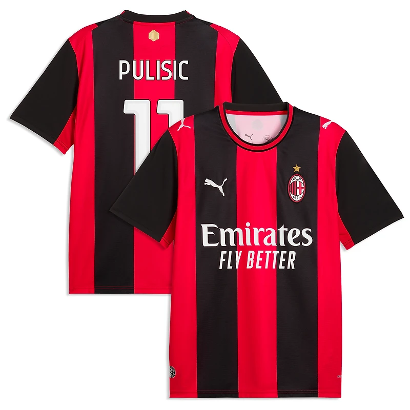 Men's Puma Christian Pulisic Black/Red AC Milan 2026/27 Home Replica Jersey