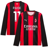 Maillot domicile réplique manches longues Puma Christian Pulisic noir/rouge AC Milan 2026/27 pour homme