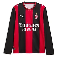 Men's Puma Christian Pulisic Black/Red AC Milan 2026/27 Home Replica Long Sleeve Jersey