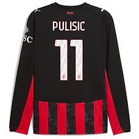 Maillot de joueur à manches longues Puma Christian Pulisic rouge AC Milan 2025/26 Domicile Réplique pour homme