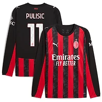 Maillot de joueur à manches longues Puma Christian Pulisic rouge AC Milan 2025/26 Domicile Réplique pour homme