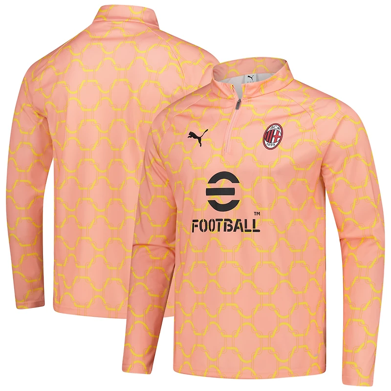 Men's Puma Light Orange AC Milan 2025/26 Pre-Match dryCell Quarter-Zip Top