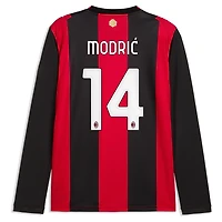 Men's Puma Luka Modrić Black/Red AC Milan 2026/27 Home Replica Long Sleeve Jersey