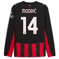 Men's Puma Luka Modric Red AC Milan 2025/26 Home Replica Long Sleeve Jersey