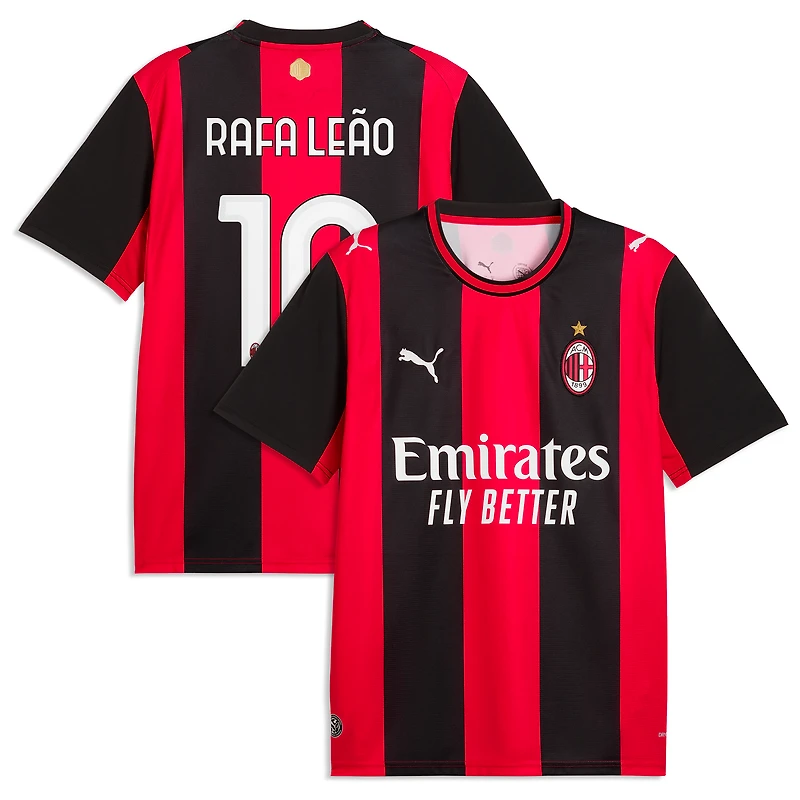 Men's Puma Rafael Leão Black/Red AC Milan 2026/27 Home Replica Jersey