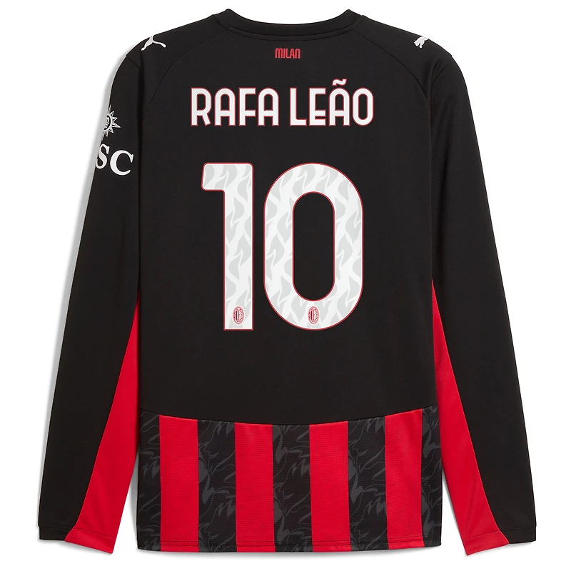 Men's Puma Rafael Leão Red AC Milan 2025/26 Home Replica Long Sleeve Player Jersey