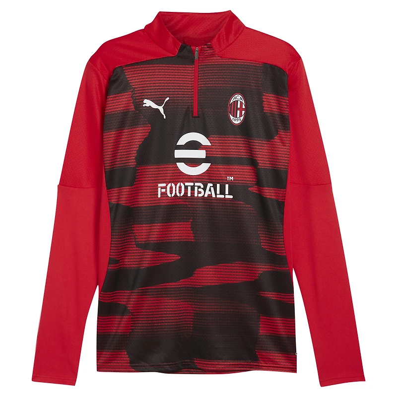 Haut à quart de zip dryCELL tri-mélangé Puma rouge AC Milan 2024/25 d'avant-match pour homme