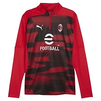 Haut à quart de zip dryCELL tri-mélangé Puma rouge AC Milan 2024/25 d'avant-match pour homme