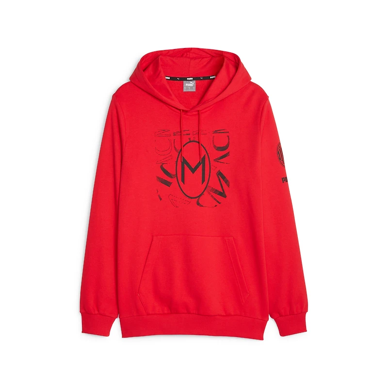 Sweat à capuche rouge Puma AC Milan FtblCore Graphic pour hommes