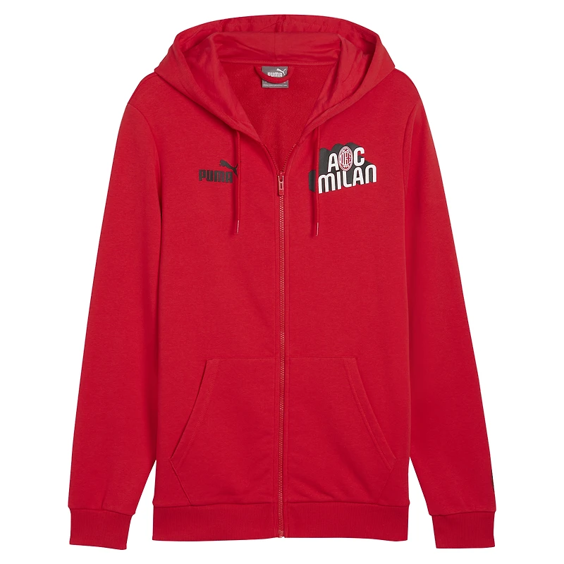 Men's Puma Red AC Milan ftblCulture Full-Zip Hoodie