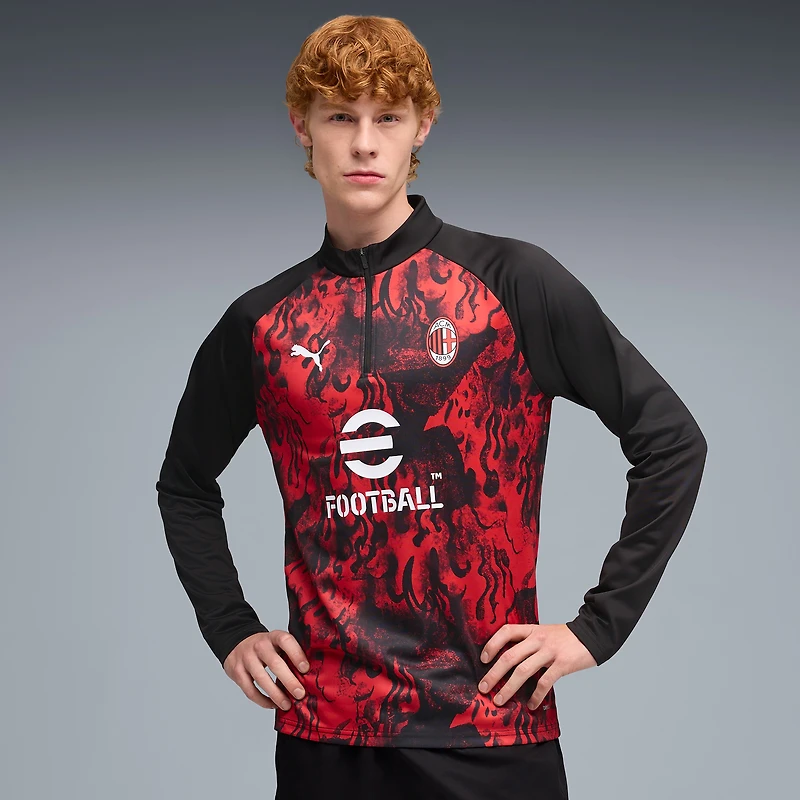 Haut d'avant-match Puma rouge AC Milan à quart de zip dryCELL pour homme