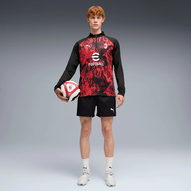 Men's Puma  Red AC Milan Quarter-Zip dryCELL Pre-Match Top