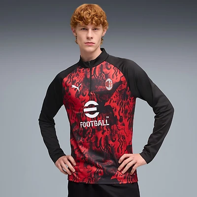 Men's Puma  Red AC Milan Quarter-Zip dryCELL Pre-Match Top