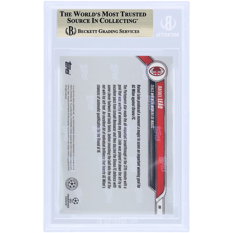 Rafael Leão AC Milan 2024-25 Topps Now Seals Win With Moment Of Magic Green #81 #/99 BGS Authenticated 10 Card - 10,9.5,10,10 Subgrades