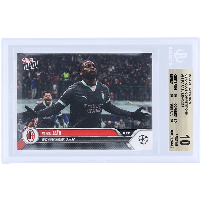 Rafael Leão AC Milan 2024-25 Topps Now Seals Win With Moment Of Magic #81 BGS Authenticated 10 Card - 10,9.5,10,10 Subgrades