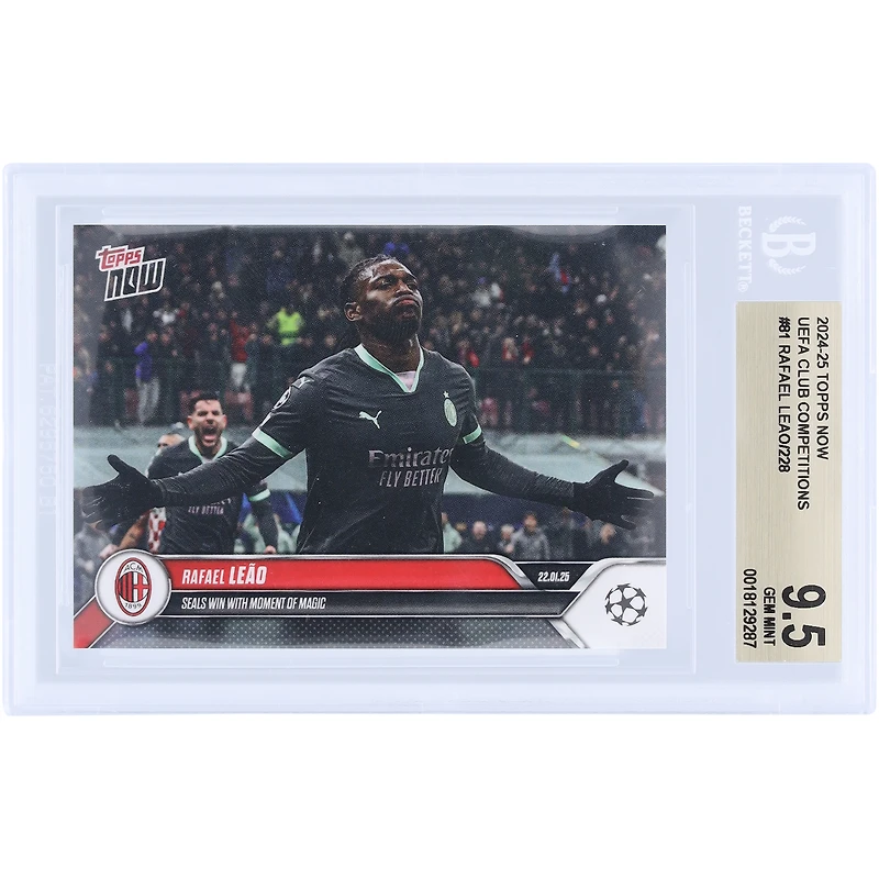 Rafael Leão AC Milan 2024-25 Topps scelle désormais la victoire avec Moment Of Magic #81 BGS Authenticated 9.5 Card