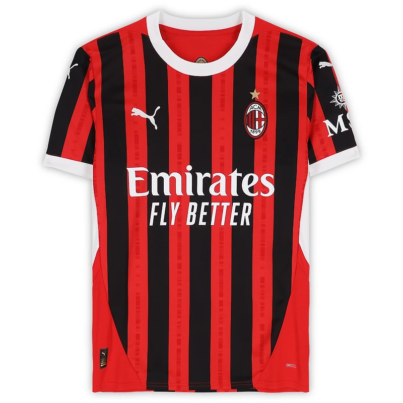 Maillot Domicile Puma 2024 Autographié Rouge/Noir Rafael Leão AC Milan