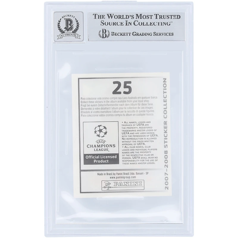 Ronaldo AC Milan Autographié 2007-08 Panini UEFA Champions League Sticker #25 Beckett Fanatics Witnessed Authenticated Auto 10 Card