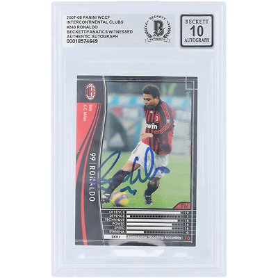 Ronaldo AC Milan Autographed 2007-08 Panini WCCF Intercontinental Clubs #240 Beckett Fanatics Witnessed Authenticated Auto 10 Card