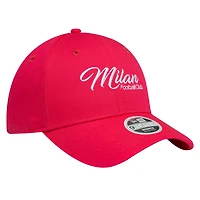 Women's New Era Pink AC Milan Wordmark 9FORTY Adjustable Hat