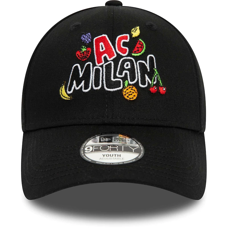 Youth New Era Black AC Milan Wordmark 9FORTY Adjustable Hat