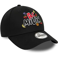 Youth New Era Black AC Milan Wordmark 9FORTY Adjustable Hat