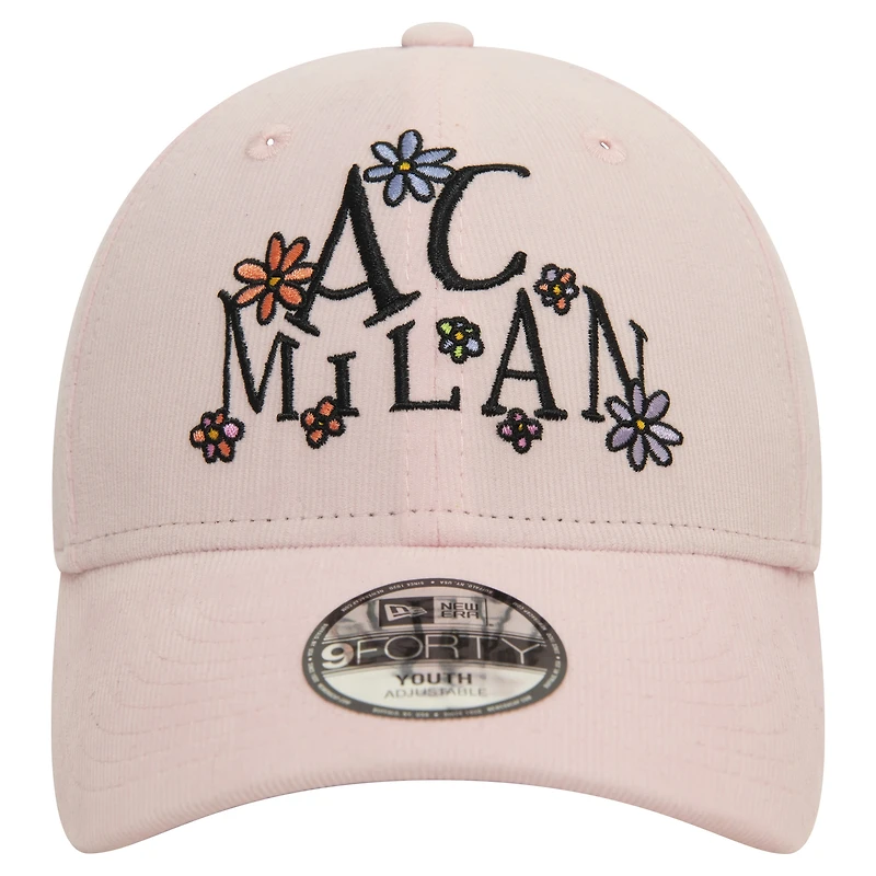 Youth New Era Light Pink AC Milan Needle Corduroy 9FORTY Adjustable Hat