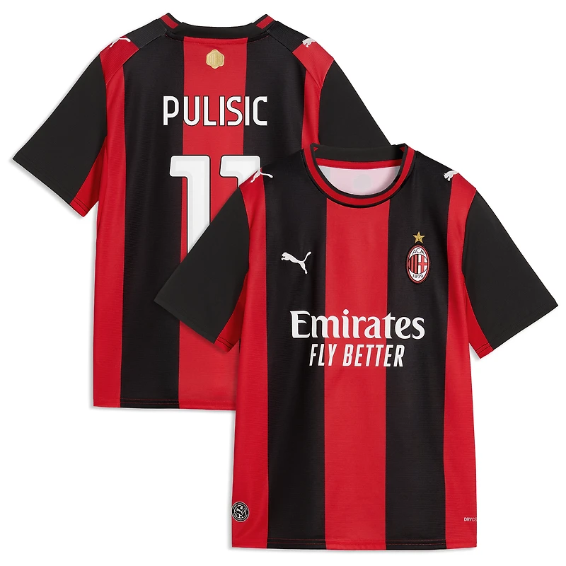 Youth Puma Christian Pulisic Black/Red AC Milan 2026/27 Home Replica Jersey