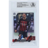 Carte authentifiée par Beckett Fanatics Witnessed, Zlatan Ibrahimovic, AC Milan 2022-23 Topps Chrome UEFA Refractor n° 11