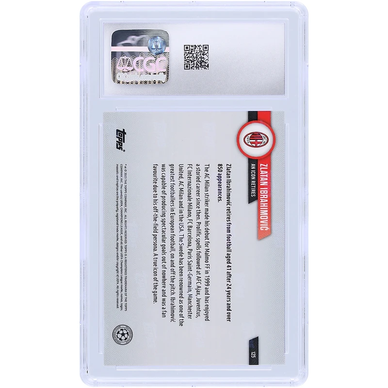Zlatan Ibrahimovic AC Milan 2022-23 Topps maintenant UEFA Une icône retire la carte authentifiée 9.5 CGC n°125