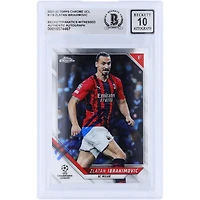 Carte autographiée Zlatan Ibrahimovic AC Milan Topps Chrome UEFA #116 Beckett 2021-22, fanatiques témoins, authentifiée Auto 10