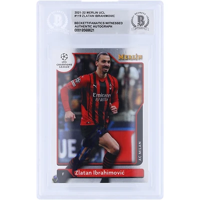 Zlatan Ibrahimovic AC Milan Autographed 2021-22 Topps Merlin UEFA #119 Beckett Fanatics Witnessed Authenticated Card 