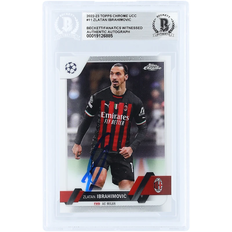 Zlatan Ibrahimovic AC Milan Autographed 2022-23 Topps Chrome UEFA #11 Beckett Fanatics Witnessed Authenticated Card