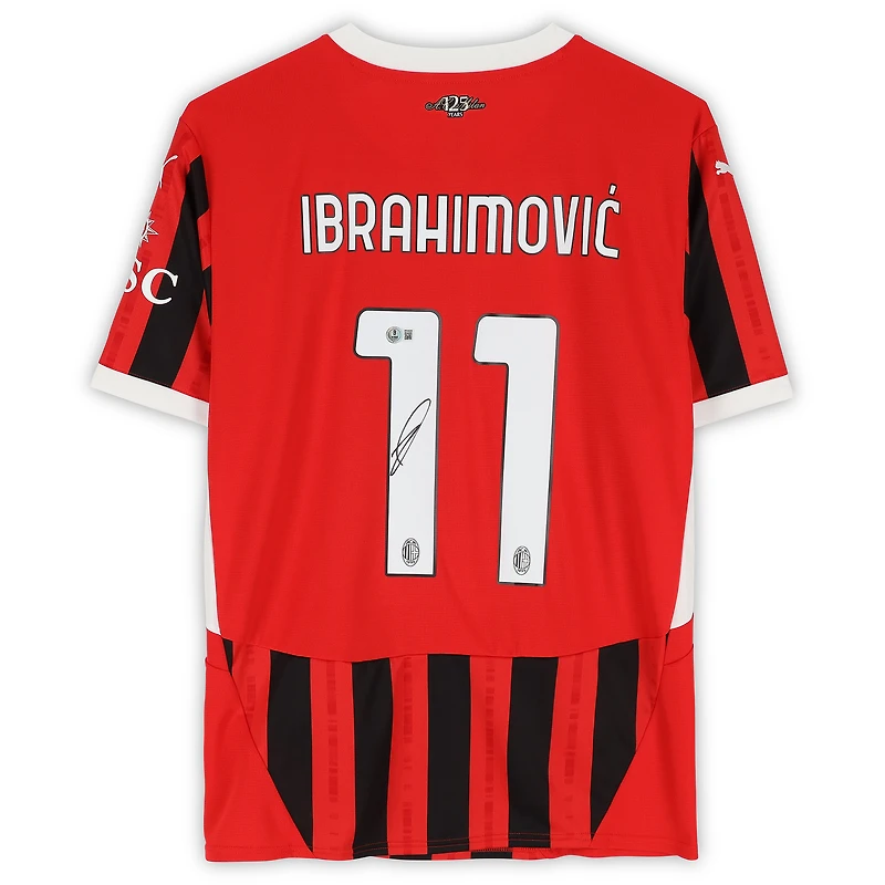 Maillot réplique Puma rouge et noir autographié de Zlatan Ibrahimovic (AC Milan) saison 2024-2025