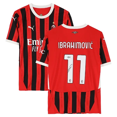 Maillot réplique Puma rouge et noir autographié de Zlatan Ibrahimovic (AC Milan) saison 2024-2025