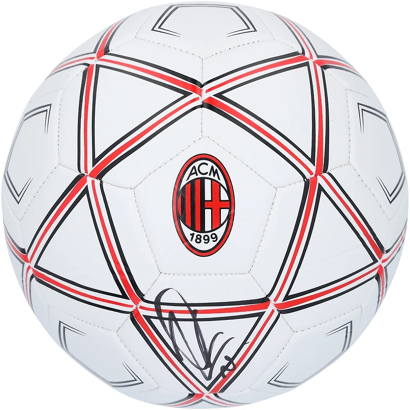Zlatan Ibrahimovic AC Milan Autographed White Logo Soccer Ball