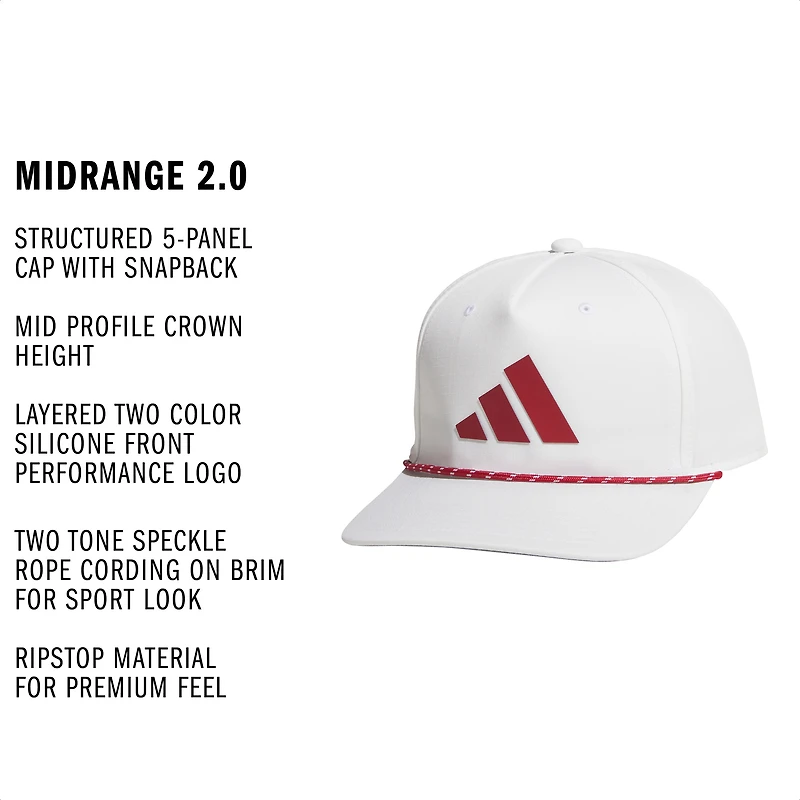 Men's  White adidas Midrange 2.0 Snapback Hat