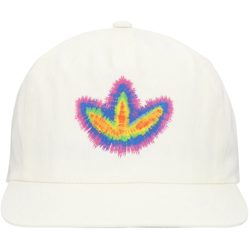 Unisex adidas Originals White Tie-Dye Trefoil Relaxed Adjustable Hat