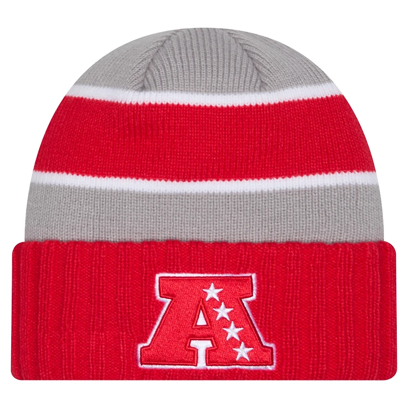 Bonnet tricoté à revers rouge AFC 2025 NFL Pro Bowl de New Era pour homme