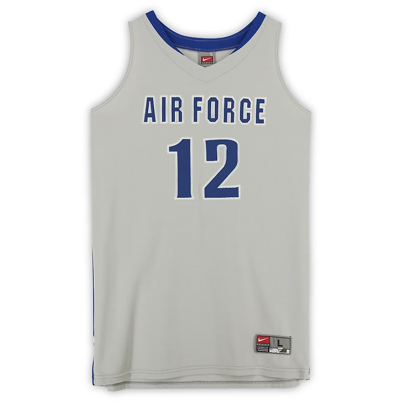 Maillot Nike #12 gris alternatif des Falcons de l'Air Force émis par l'équipe du programme de basket-ball - Taille L