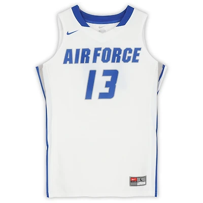 Maillot Nike Air Force Falcons Team-Issued #13 blanc et bleu royal du programme de basket-ball - Taille L