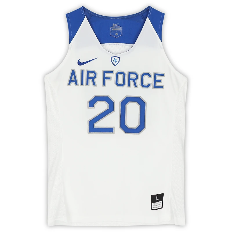 Maillot Nike #20 blanc, bleu royal et gris des Air Force Falcons du programme de basket-ball - Taille M