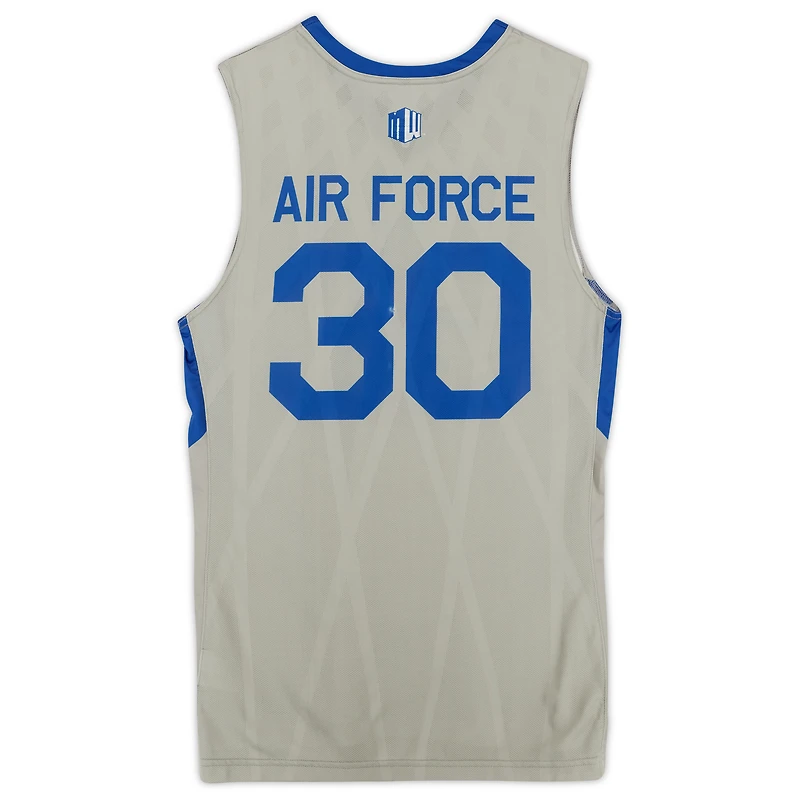 Maillot alternatif gris n°30 des Air Force Falcons Nike, édité par l'équipe du programme de basket-ball