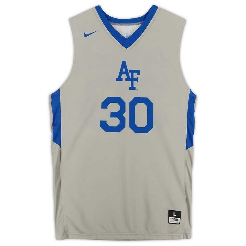 Maillot alternatif gris n°30 des Air Force Falcons Nike, édité par l'équipe du programme de basket-ball