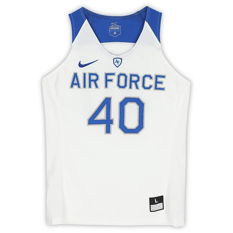 Maillot Nike #40 blanc, bleu royal et gris des Air Force Falcons du programme de basket-ball - Taille L
