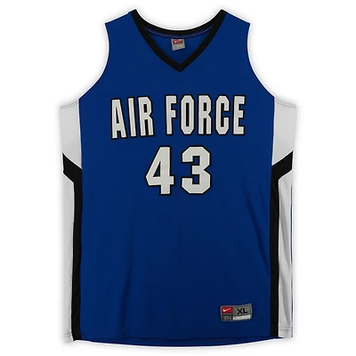 Maillot officiel Nike des Air Force Falcons, numéro 43, blanc royal et noir, issu du programme de basketball - Taille XL