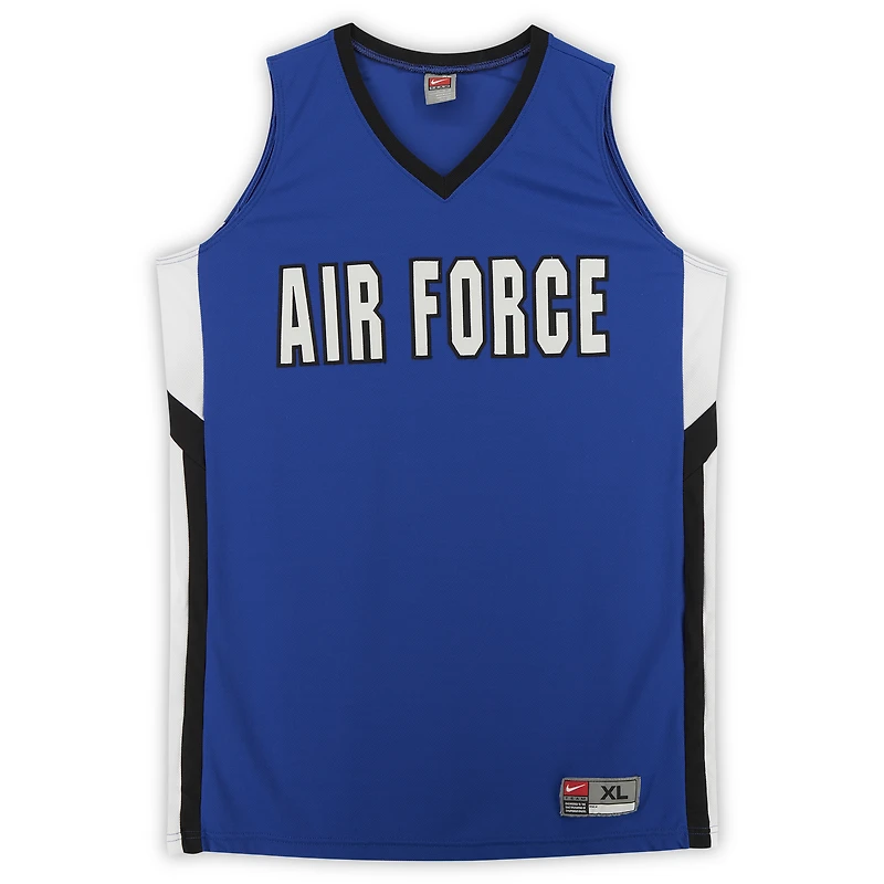 Maillot officiel Nike des Air Force Falcons, bleu roi, blanc et noir, porté par l'équipe de basketball - Taille XL