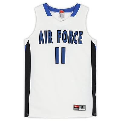 Maillot blanc, bleu et noir n° 11 émis par l'équipe des Falcons de l'Air Force du programme basket-ball