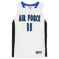 Maillot blanc, bleu et noir n° 11 émis par l'équipe des Falcons de l'Air Force du programme basket-ball
